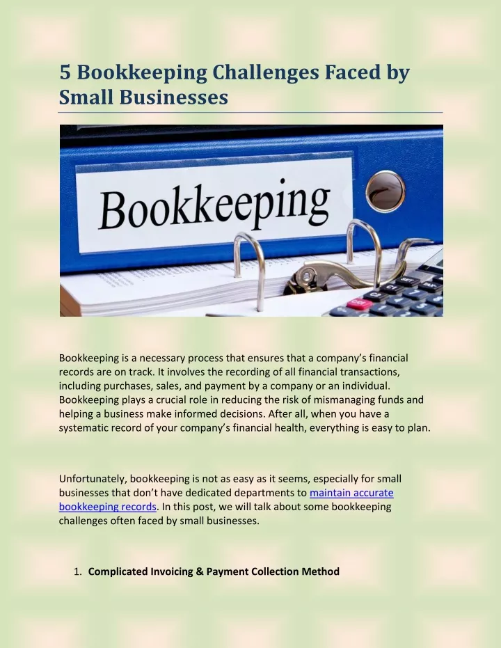 5 bookkeeping challenges faced by small businesses