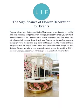 The Significance of Flower Decoration for Events