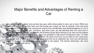 Major Benefits and Advantages of Renting a Car