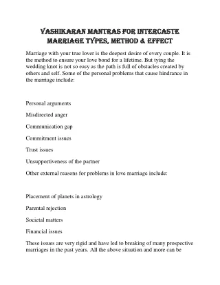 vashikaran mantras for intercaste vashikaran