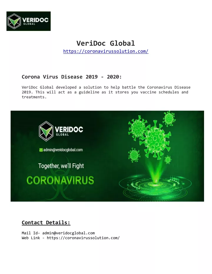 veridoc global https coronavirussolution com