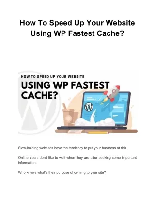 how to speed up your website using wp fastest