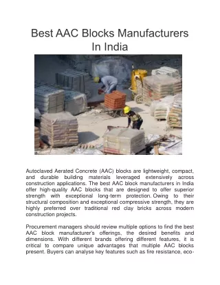 Best AAC Blocks Manufacturers In India