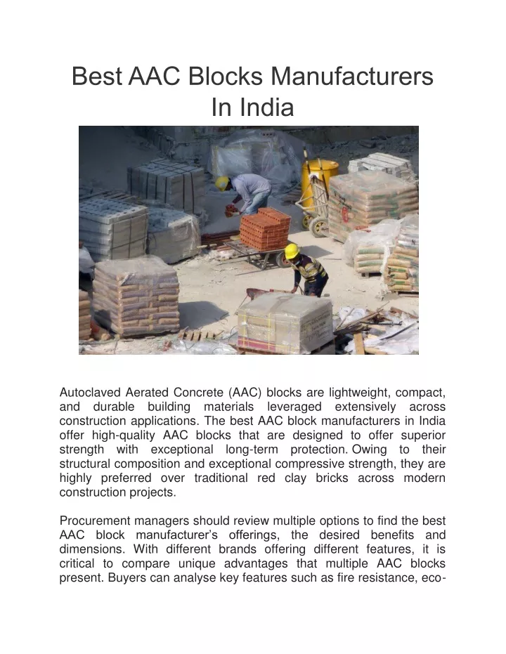 best aac blocks manufacturers in india
