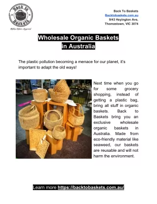 Wholesale Organic Baskets in Australia