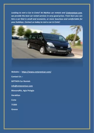 looking to rent a car in crete at mythos