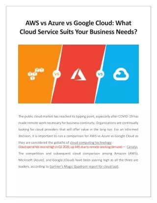 aws vs azure vs google cloud what cloud service