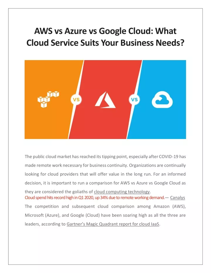 aws vs azure vs google cloud what cloud service