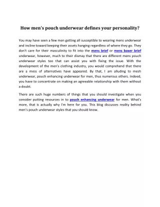 how men s pouch underwear defines your personality