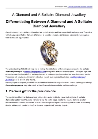 Differentiating Between A Diamond and A SolitaireDiamond Jewellery