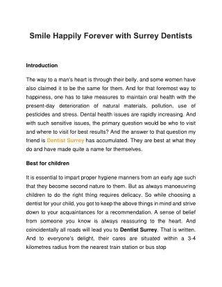 Smile Happily Forever with Surrey Dentists