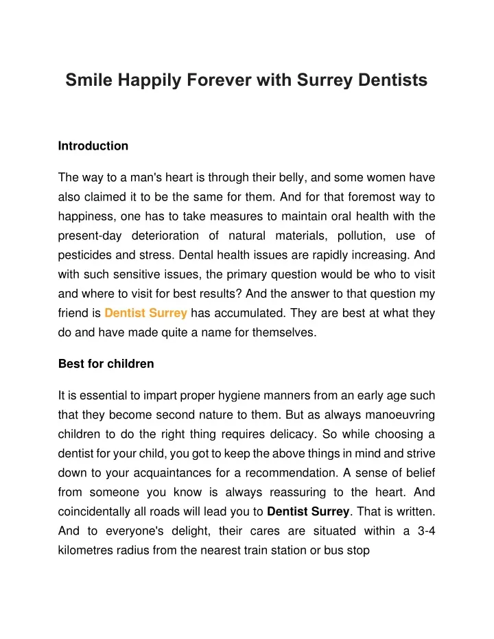smile happily forever with surrey dentists
