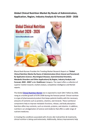 Global Clinical Nutrition Market 2020 - 2026