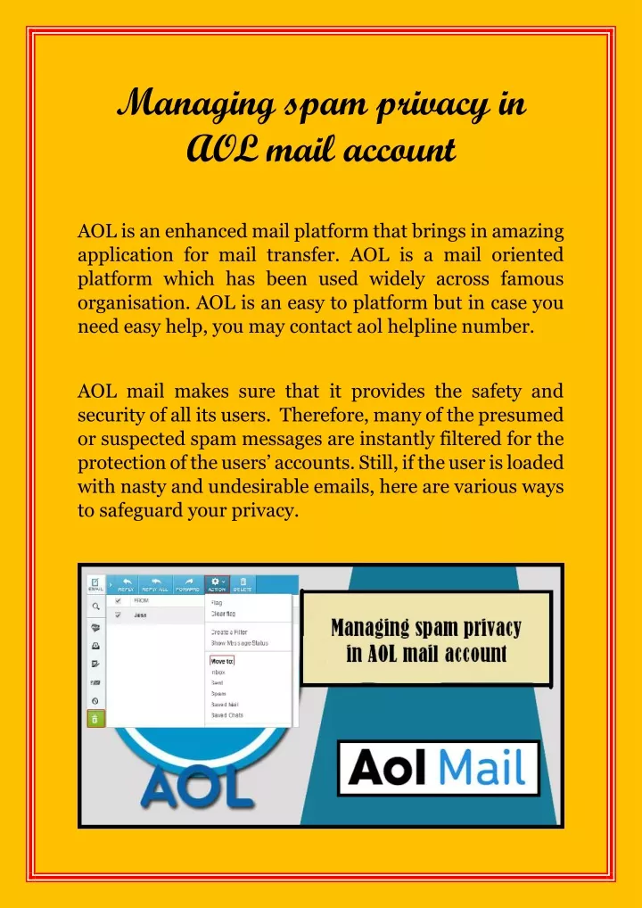 managing spam privacy in aol mail account