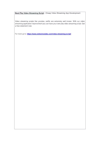 best php video streaming script cheap video