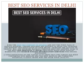 BEST SEO SERVICES IN DELHI