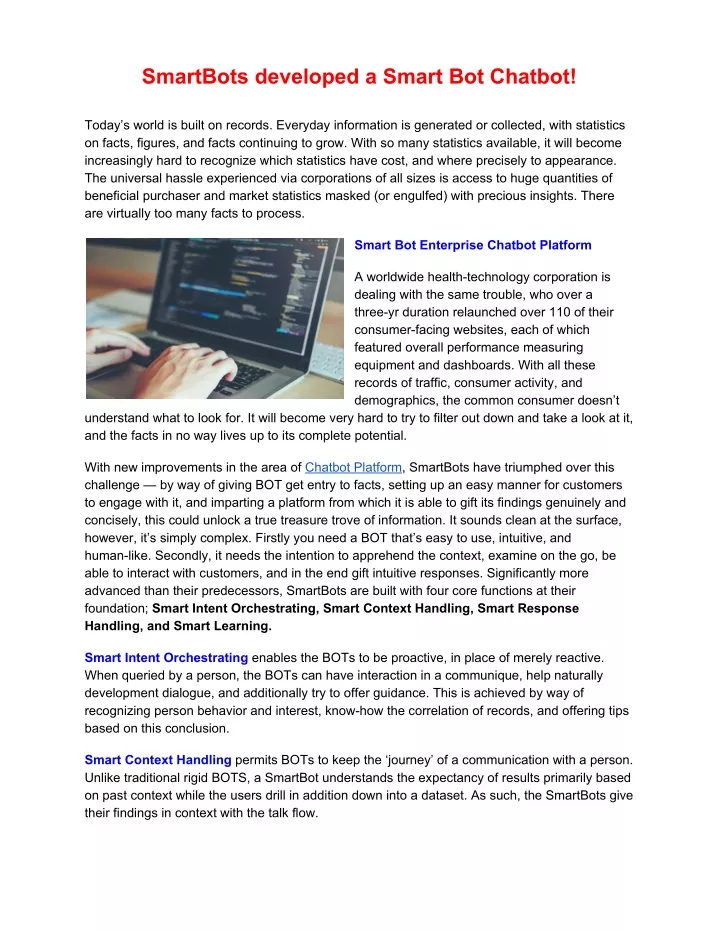 smartbots developed a smart bot chatbot