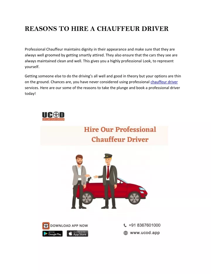 reasons to hire a chauffeur driver