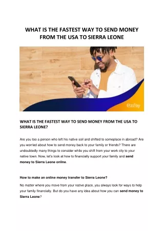 WHAT IS THE FASTEST WAY TO SEND MONEY FROM THE USA TO SIERRA LEONE?