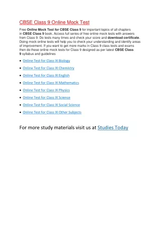 cbse class 9 online mock test