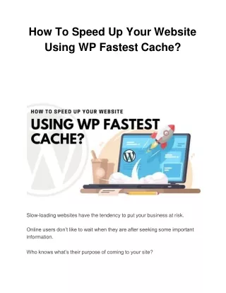 how to speed up your website using wp fastest cache