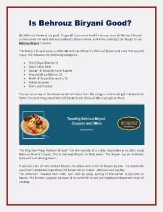 is behrouz biryani good