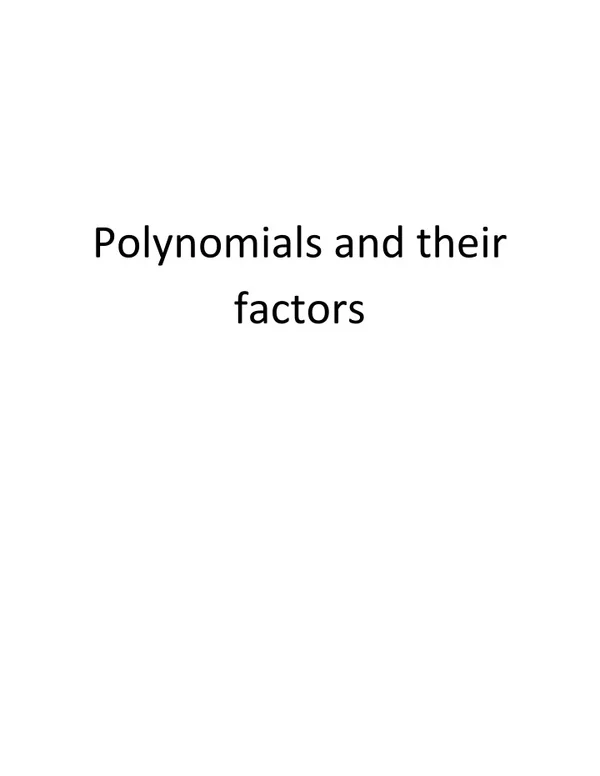 polynomials and their factors