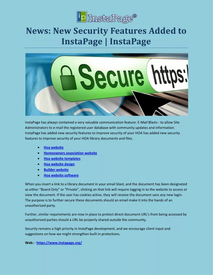 news new security features added to instapage