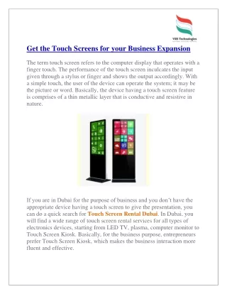 get the touch screens for your business expansion
