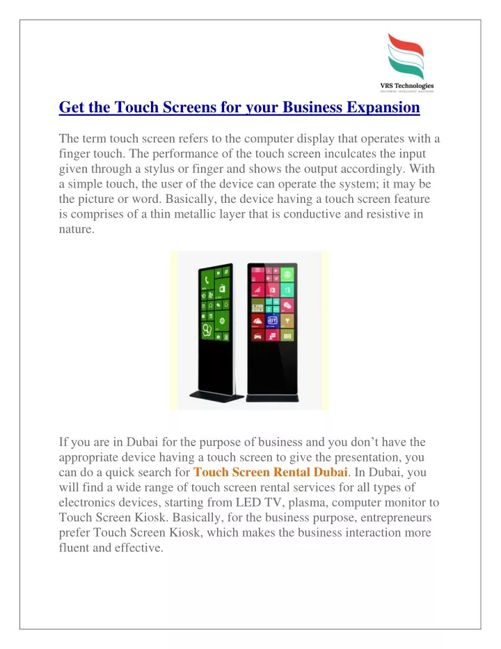 get the touch screens for your business expansion