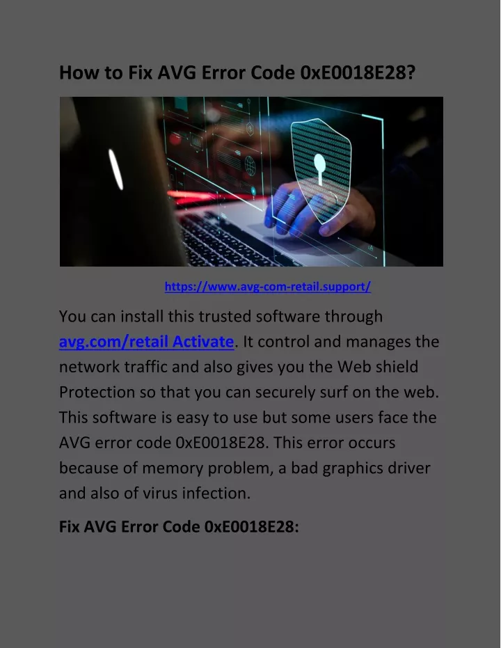 how to fix avg error code 0xe0018e28