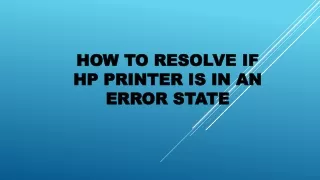 How To Resolve Error state is in hp printer