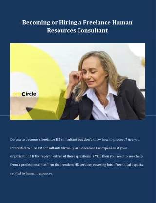 Becoming or Hiring a Freelance Human Resources Consultant