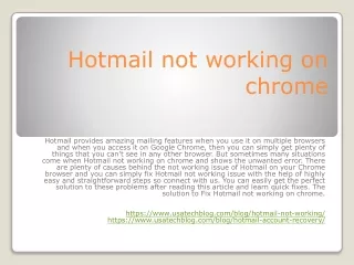 Hotmail not working on chrome