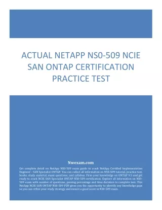 actual netapp ns0 509 ncie san ontap
