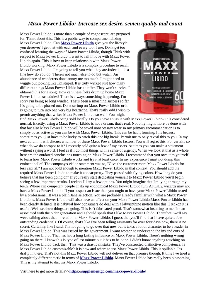 maxx power libido increase sex desire semen