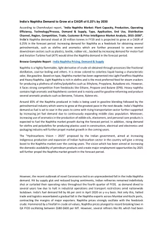 india s naphtha demand to grow at a cagr