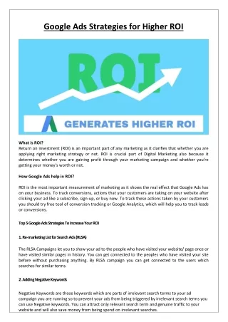 Google Ads Strategies for Higher ROI