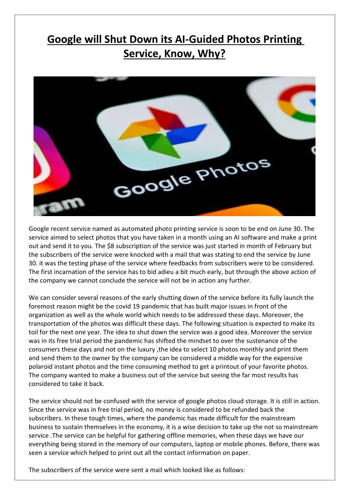 google will shut down its ai guided photos