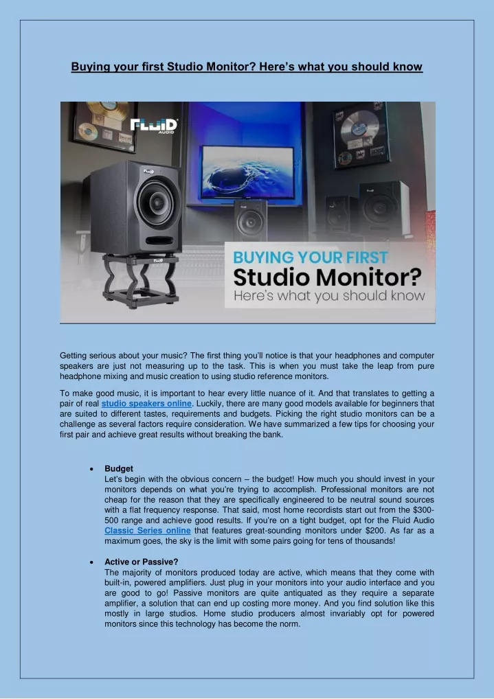 buying your first studio monitor here s what