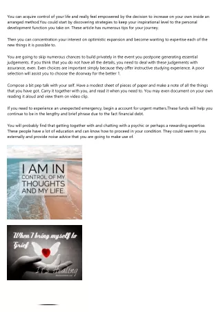 you can acquire control of your life and really