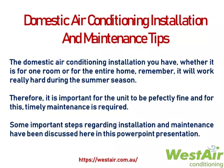 domestic air conditioning installation