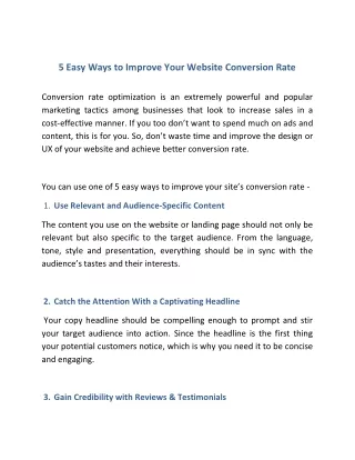 5 easy ways to improve your website conversion