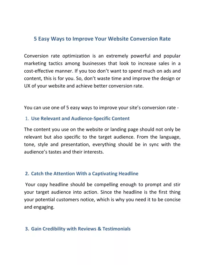 5 easy ways to improve your website conversion