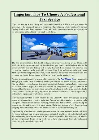 important tips to choose a professional taxi