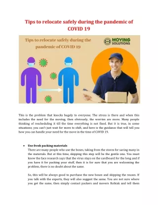 tips to relocate safely during the pandemic