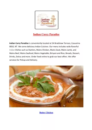 Indian Curry Paradise darwin casuarina takeaway, NT - 5% Off