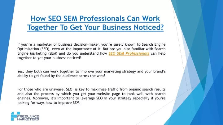 how seo sem professionals can work together to get your business noticed