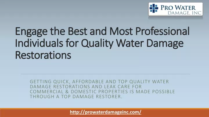 engage the best and most professional individuals for quality water damage restorations