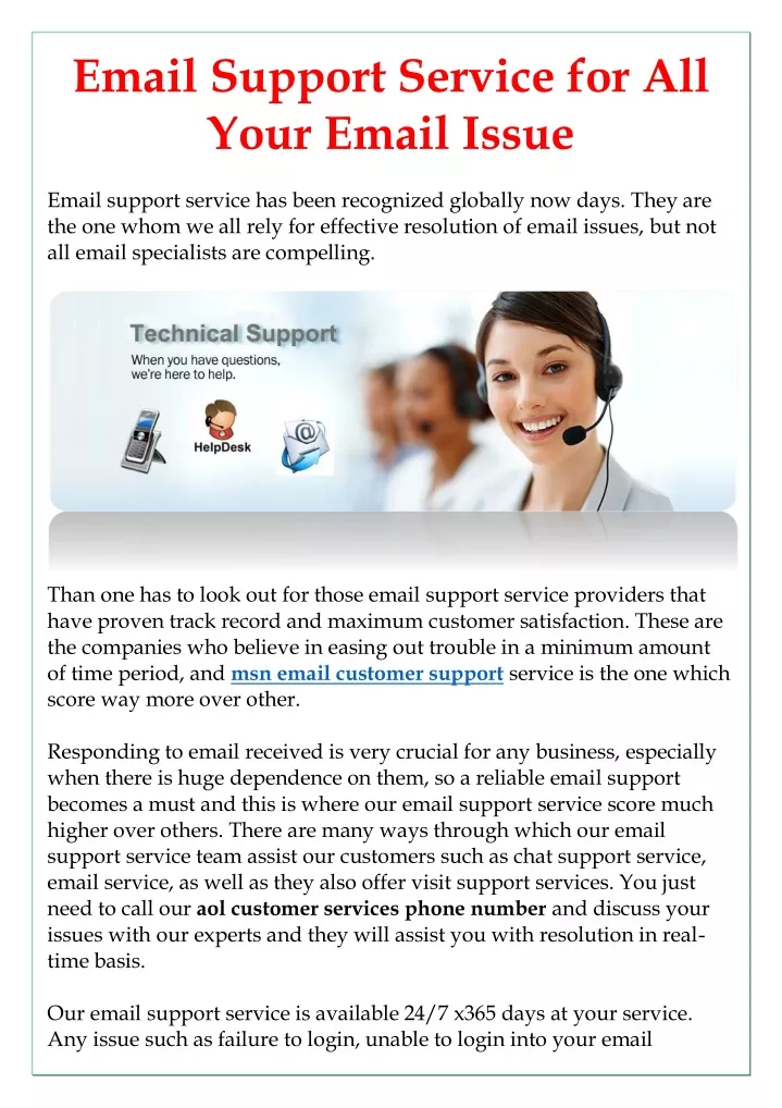 email support service for all your email issue